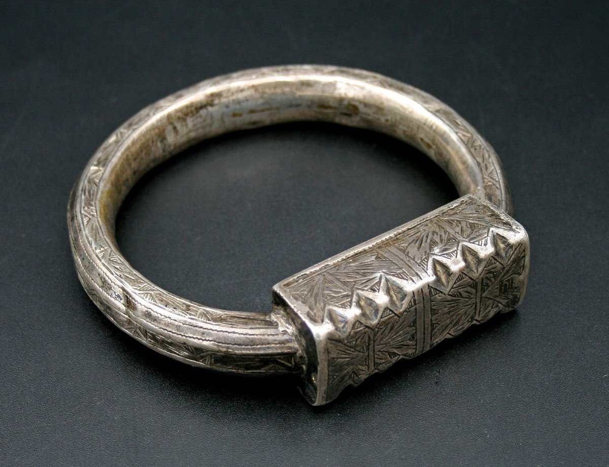 Bracelet Ancien En Argent Massif Tribal Ethnique Islamique?