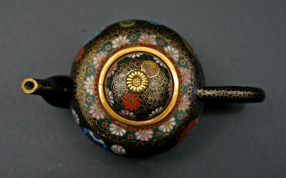 Théière Miniature Cloisonnée Japonaise Antique. Période Meiji.-photo-2