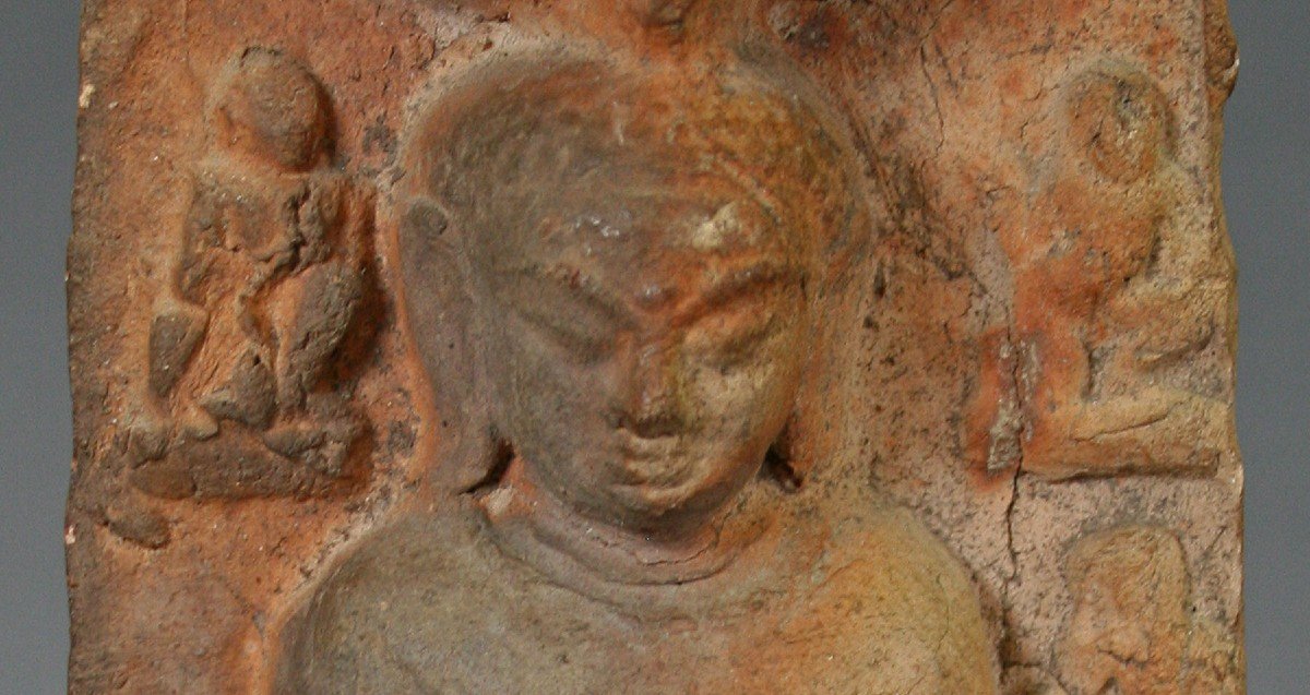Ancienne Stèle Votive Bouddhiste En Terre Cuite De Bouddha Thaïlandais Bhadrasana Thaïlande-photo-3