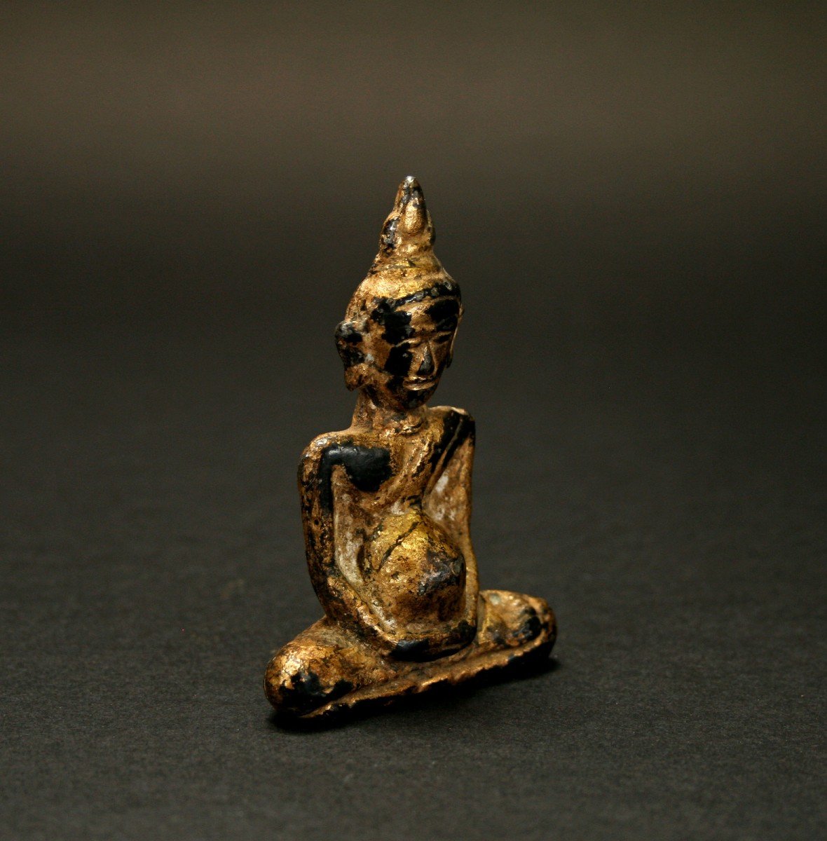 Bouddha Ancien En Bronze Doré - Rare Il A l'Air Enceinte !