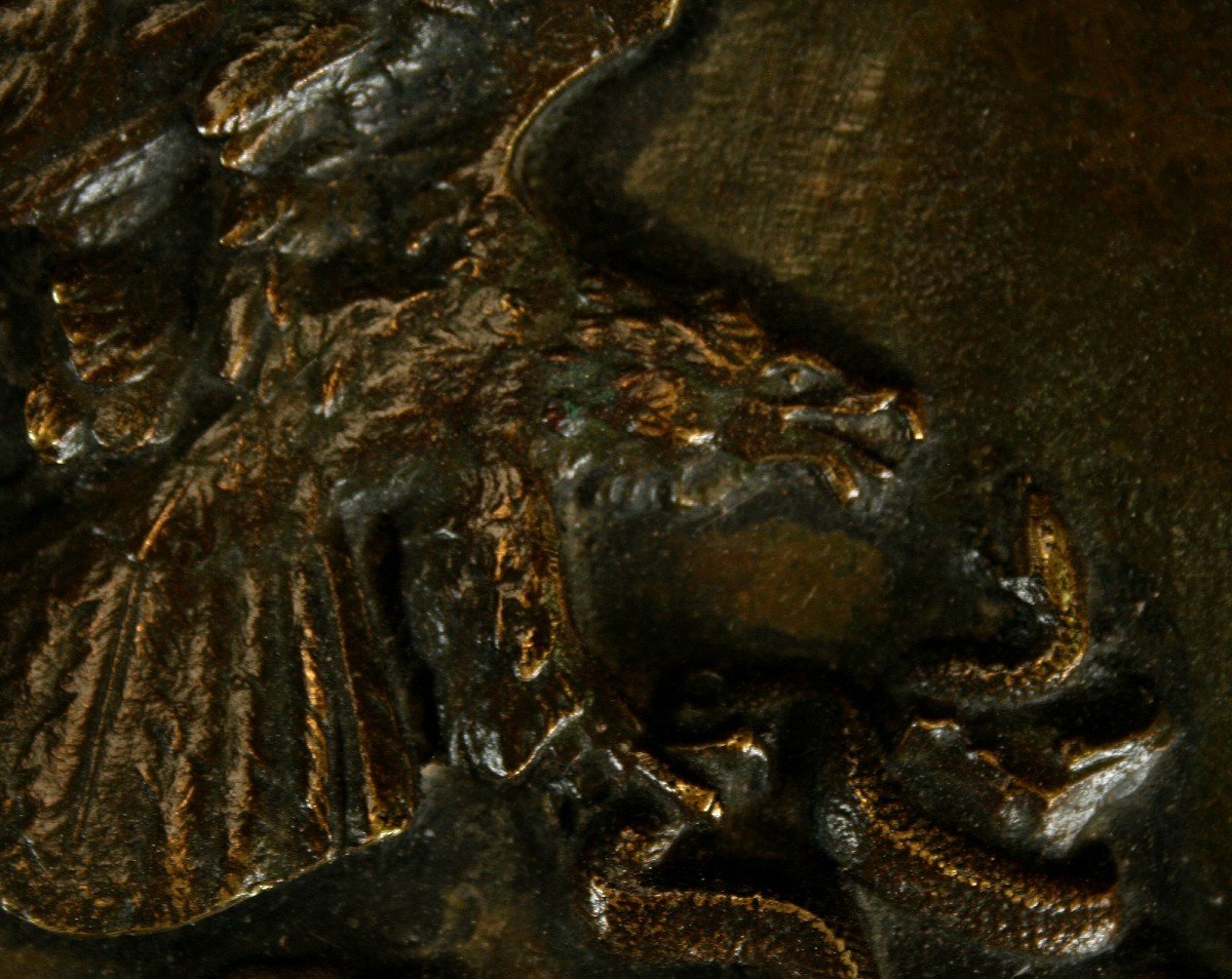 Bronze Animalier Ancien Antoine-louis Barye Aigle & Serpent-photo-2