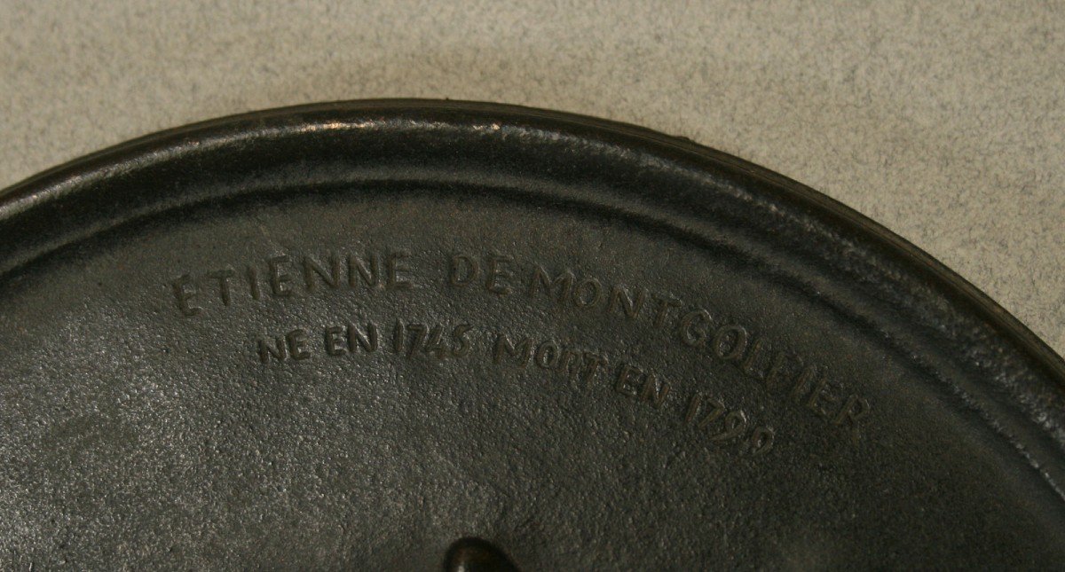Medaillon En Bronze Des Freres Montgolfier d'aprés Houdon-photo-3