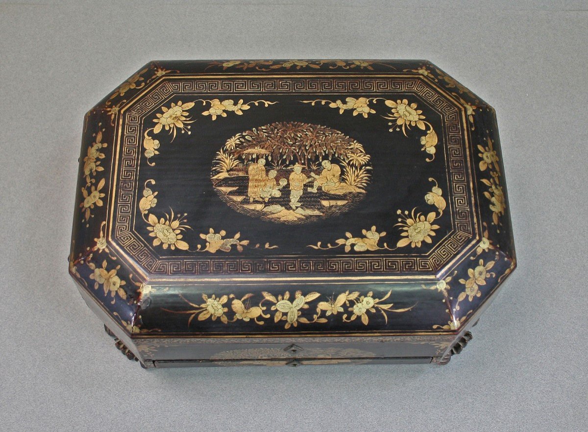 Antique Chinese Export Lacquer Sewing Box -photo-2