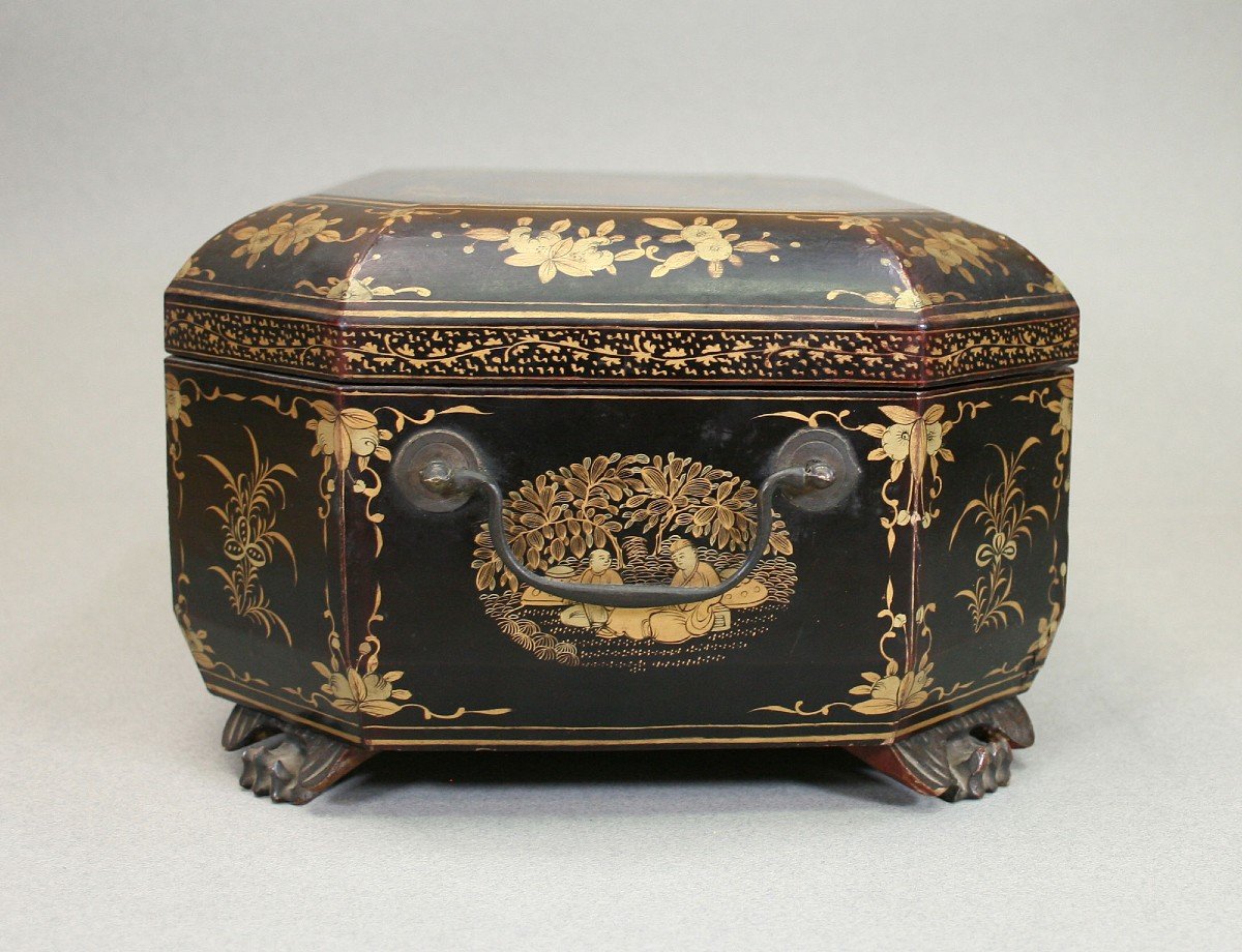 Antique Chinese Export Lacquer Sewing Box -photo-3