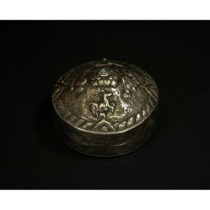 Antique Tibetan Silver Lime Box  Betel 