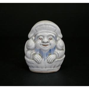 Ancienne Porcelaine Japonaise Hirado Ebisu Dieu De La Bonne Chance Et  Pêcheurs Okimono Meiji