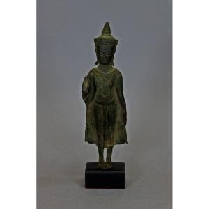 Ancien Bouddha Thaïlandais En Bronze d'époque Ayutthaya XVIe/xviie Siècle