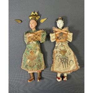 Pair Of Antique Chinese Opera Dolls