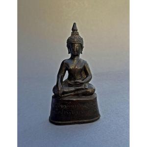 Antique Bronze Buddha Shakyamuni Laos / Thai Buddhist Sculpture Bhumisparsha Mudra  C16th