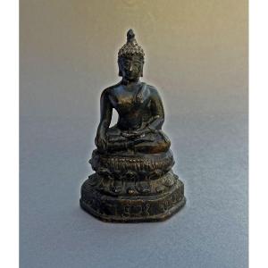 Antique Bronze Shakyamuni Buddha Thai Thai Buddhist Sculpture Bhumisparsha Mudra