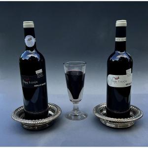 Pair Of Antique Sheffield Plate Georgian Period Wine Bottle Coasters Vintage Wine Connoisseur