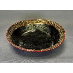 Antique Buddhist Temple Offering Dish Burmese Lacquer From Arakan Rakhine State, Burma