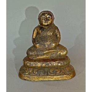 Antique Thai Rattanakosin Gilt Bronze Mahakatyayana Disciple Of Gautama Buddha