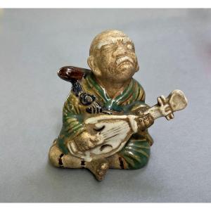 Bien Hoa, Guitariste Figurine En Céramique Vietnamienne Marque De Sceau
