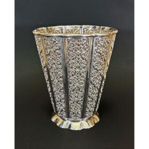 Antique Cambodian Solid Silver Large Handmade Flower Vase Hallmarked 900