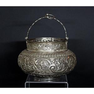 Antique Islamic Hammam Bowl Solid Silver Algerian Setla C19th French Hallmark