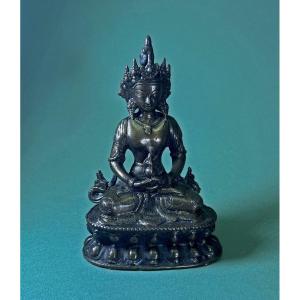 Amitayus En Bronze Tibétain Antique Bouddha De La Vie éternelle