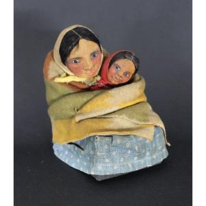 Skookum Doll Native American Indian Blanket Seated Mother & Child.