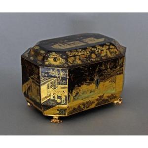 Boîte à Thé Chinoise Antique En Laque d'Exportation