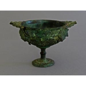 Antique Italian Grand Tour Bronze Libation Cup Bacchus Wine