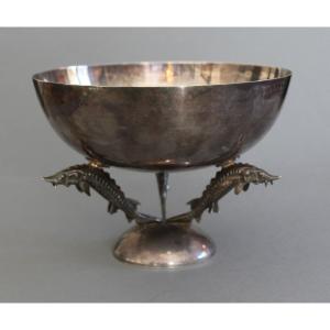 Large Elegant Silver Caviar Bowl