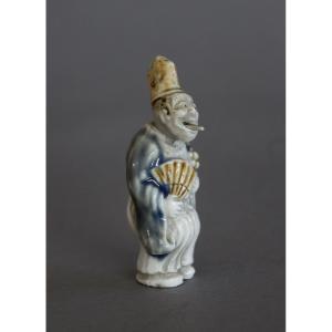 Antique  Karakuri Hirado Porcelain Netsuke Sambaso Dancer