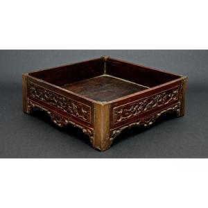 Table à Opium Antique En Bois Sculpté, Chine Ou Vietnam, XIXe Siècle