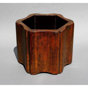 Pot à Pinceaux Chinois Antique En Galuchat Bitong En Peau De Requin