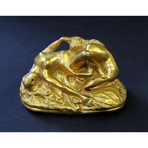 Bronze doré érotique – Groupe de deux amantes, fin XIXe siècle