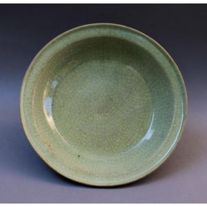 Grand Plat Céladon Chinois Ancien Longquan Type Ge, Dynastie Ming