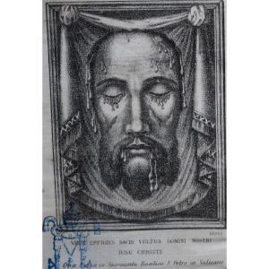 Sainte Face de Jésus, Rome 1886, Image Dévotionnelle Certifiée du Vatican, Voile de Véronique 