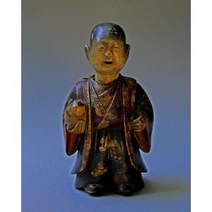 Saga Ningyō poupée Japonaise Ancienne, Karako au Chiot, Kyoto, Début Époque Edo, XVIIe Siècle