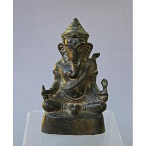 Antique Cambodian Khmer Bronze Ganesha, Hindu Elephant God, 19th Century Or Earlier