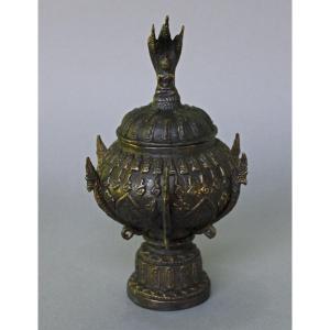 Antique Thai Bronze Khan Nam Matr Ritual Buddhist Holy Water Vessel
