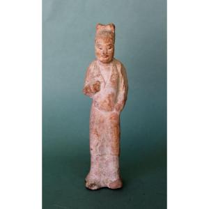 Tang Dynasty Chinese Terracotta Male Attendant With Original Polychrome (618–907 Ad)
