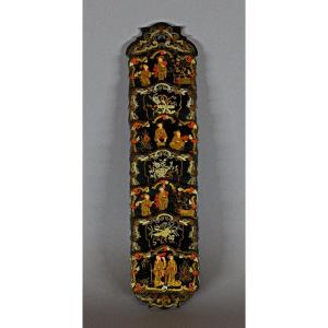 Porte-Lettres Mural en Papier Mâché à Décor de Chinoiseries, France, XIXe Siècle