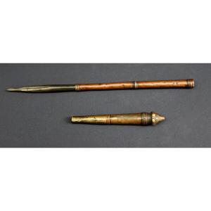 Ancienne Aiguille à Tatouer Birmane, Bronze et Laiton, XIXe Siècle, Birmanie, 42 cm