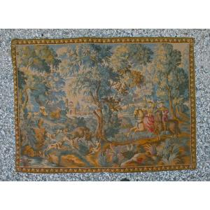 Large French Or Belgian Tapestry Wild Boar Hunting