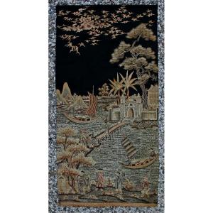 Ancienne Tapisserie - Broderie De Soie Vietnamienne  Viêt Nam