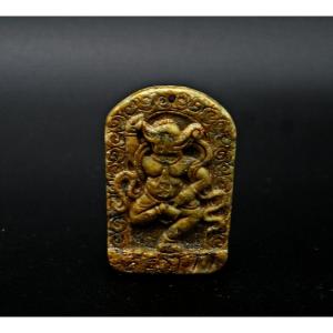 Pendentif Tibétain En Pierre Dure Sculptée Ganesha Dieu éléphant
