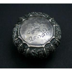 Antique  Silver Betel Box Cambodia Or Thai