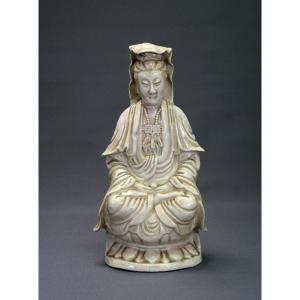 Ancienne Porcelaine Chinoise Blanc De Chine Guanyin Déesse De La Miséricorde