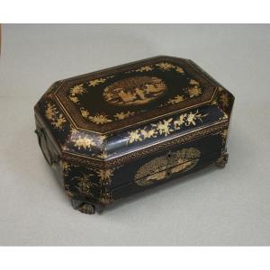 Antique Chinese Export Lacquer Sewing Box 