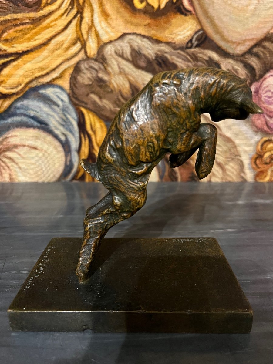 Bronze, Paul Silvestre, Paire De Serres Livres Aux Bouquetins.-photo-3