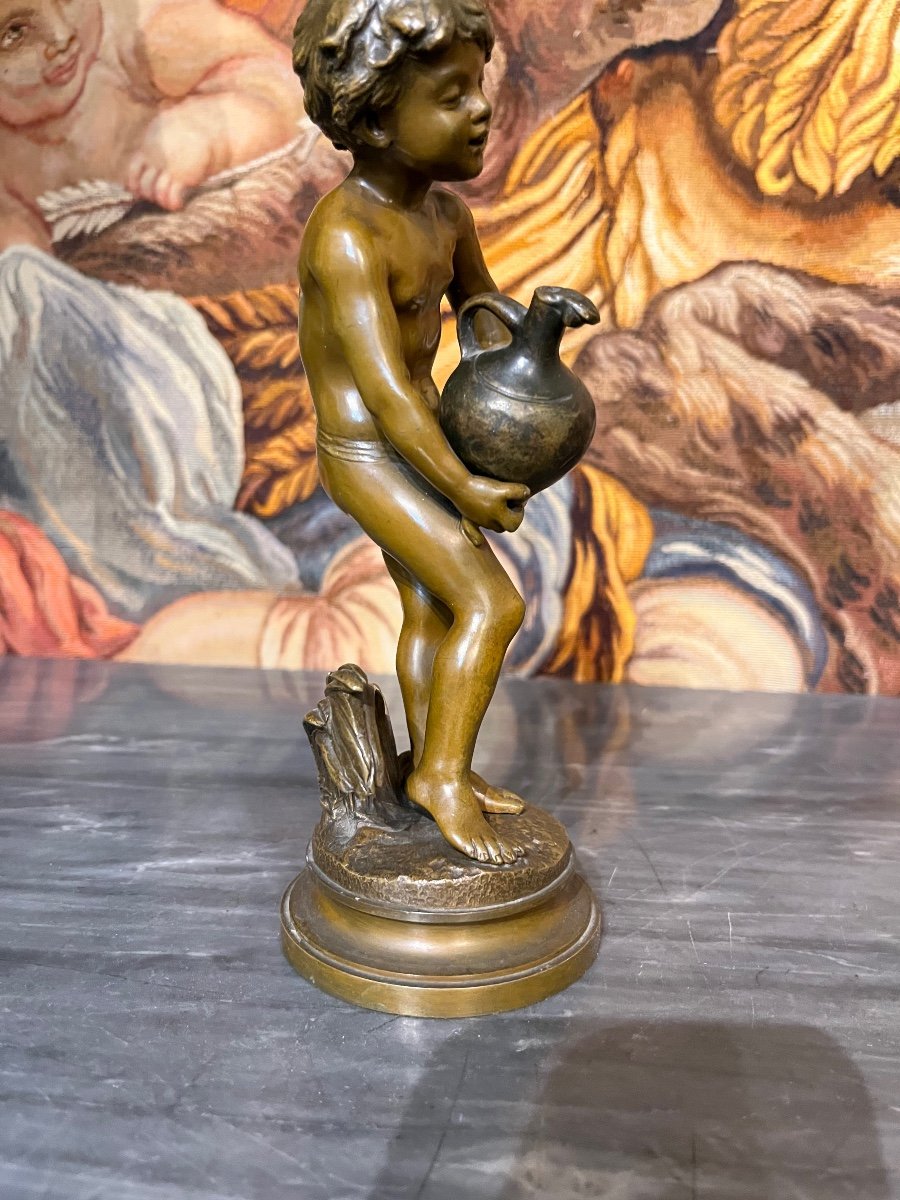 Auguste Moreau, Bronze Enfant porteur d’eau.-photo-4