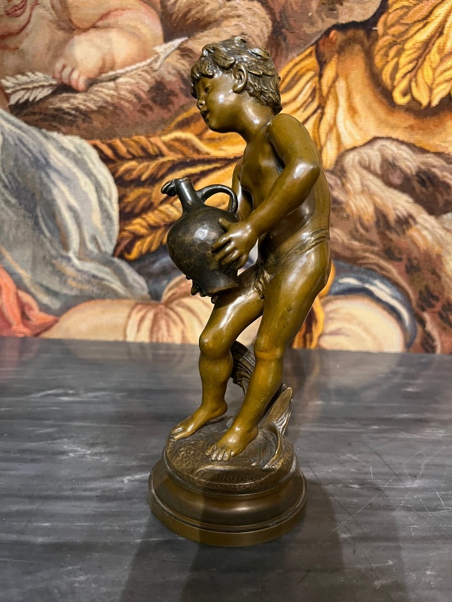 Auguste Moreau, Bronze Enfant porteur d’eau.-photo-1