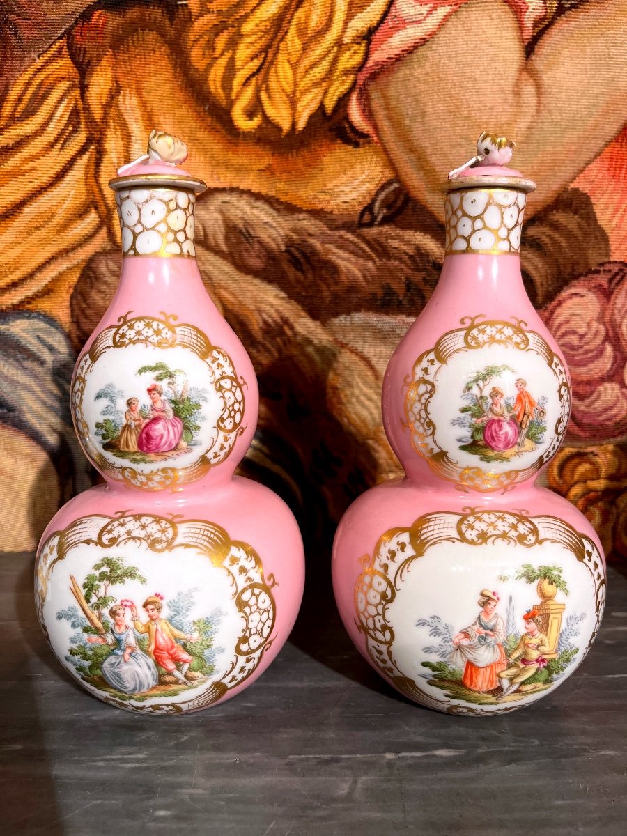 Meissen, Paire De Vases en Porcelaine de  Augustus Rex 