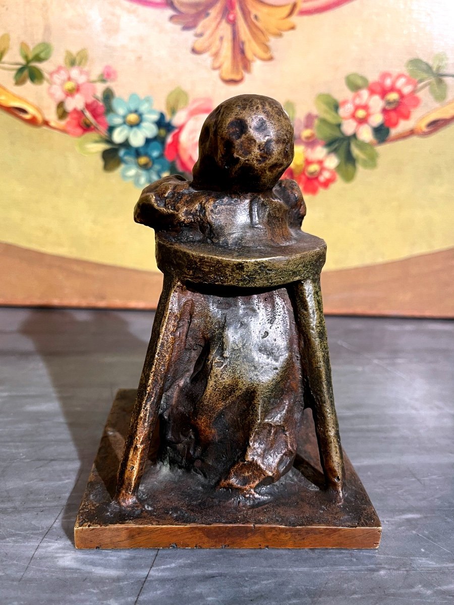 Bronze By Eugenio Pellini, The Toddler, XIX Th.-photo-4