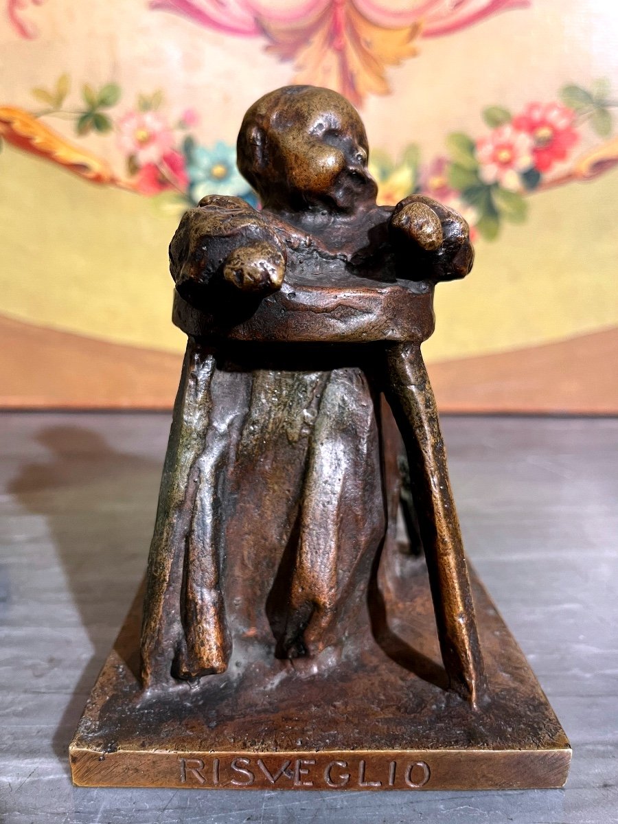 Bronze By Eugenio Pellini, The Toddler, XIX Th.-photo-6