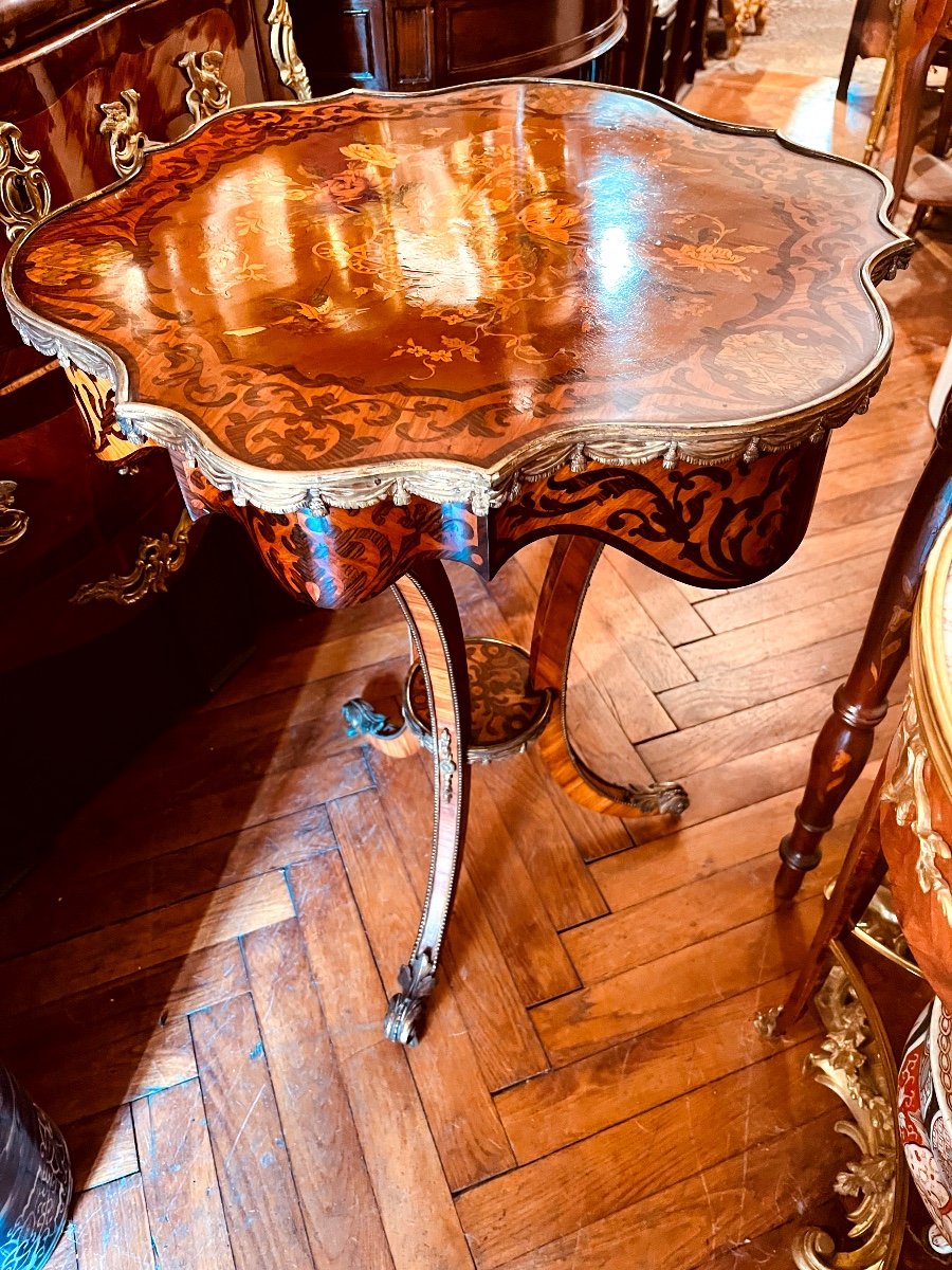 Inlaid Pedestal Table, English, Victorian Period, XIXth.-photo-5